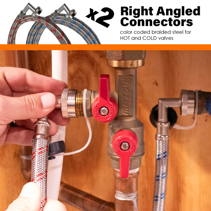 Chromex Tankless Water Heater Descaler Kit – Includes 1 Quart (32 fl oz) Descaling Solution & Right Angle Inlet Hoses