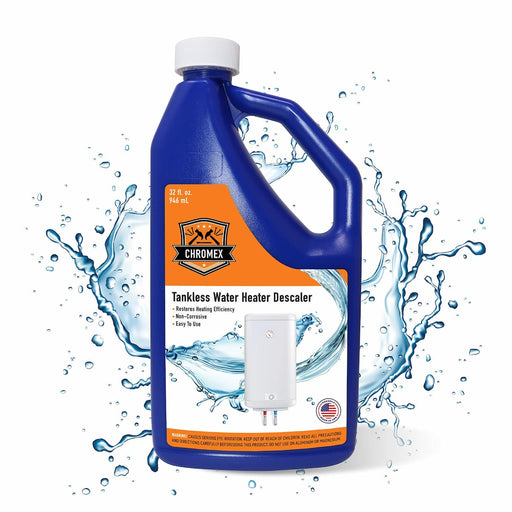 Chromex tankless water heater descaling solution 32 fl oz removes limescale