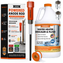 Powered Titanium Anode Rod Kit for Water Heater (40-89 Gallon) w/ 1 GAL flush solution