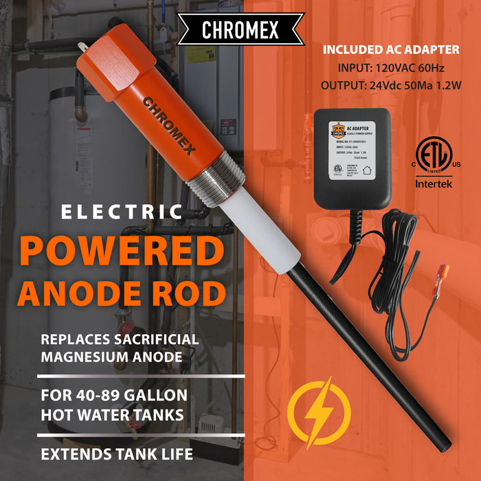 Powered Titanium Anode Rod Kit for Water Heater (40-89 Gallon) w/ 32 oz. Hydrogen Peroxide