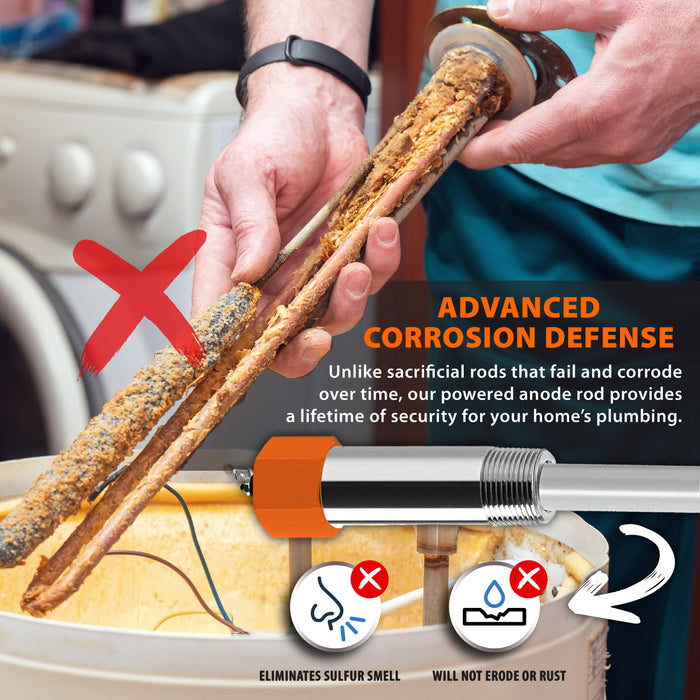 Powered Titanium Anode Rod for Water Heater (40-89 Gallon)