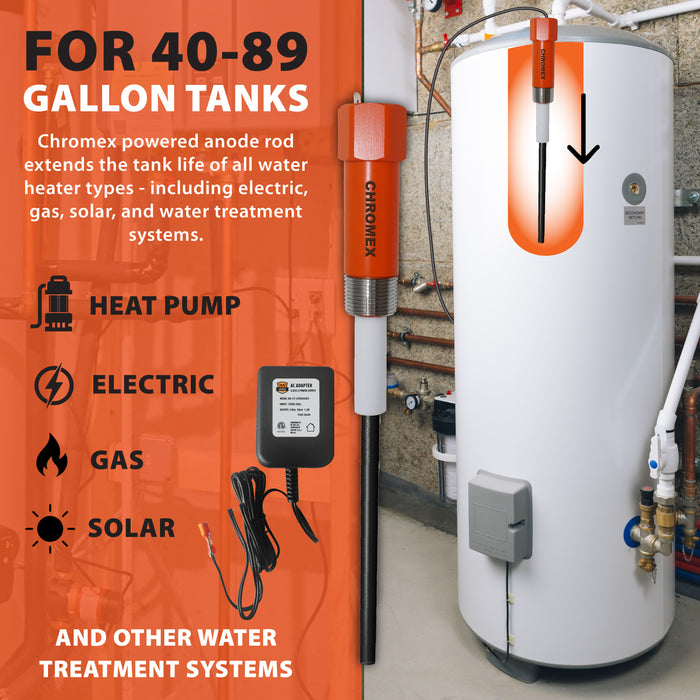 Powered Titanium Anode Rod Kit for Water Heater (40-89 Gallon) w/ 32 oz. Hydrogen Peroxide