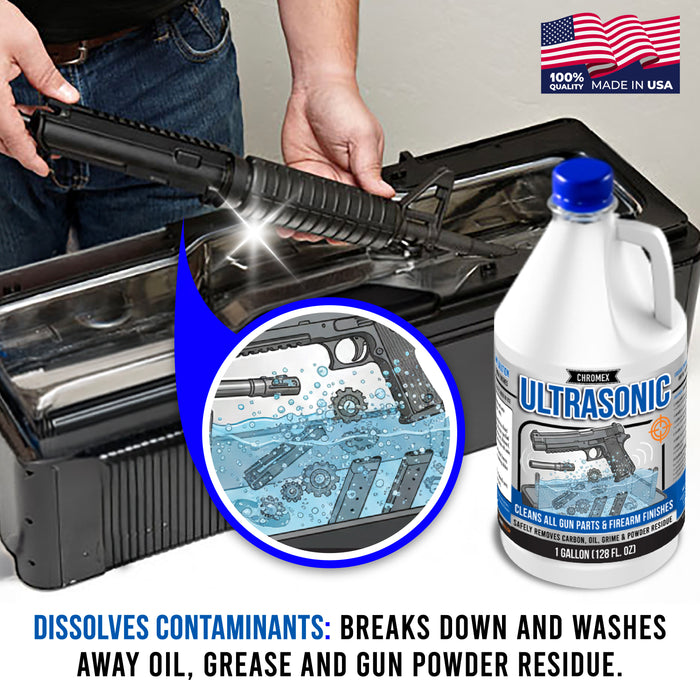 Chromex Ultrasonic Gun Parts Cleaning Solution - Concentrated Firearm and Carbon Fouling Cleaner for Ultrasonic Tanks, Quart (32 Fl Oz)