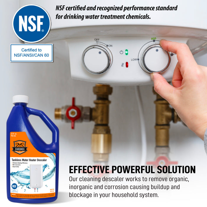 Tankless Water Heater Flush Kit – 1 Qt Descaling Solution & Right Angle Hoses