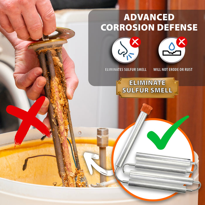Chromex anode rod advanced corrosion defense eliminates sulfur smell will not erode or rust unlike old corroded rods