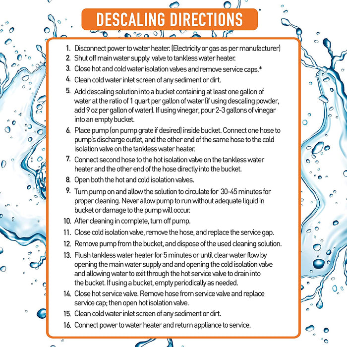 Chromex descaling directions heavy duty tankless water heater flush kit