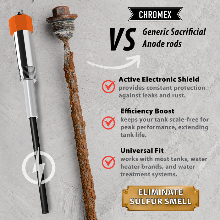 Powered anode rod vs sacrificial anode rod comparison chart