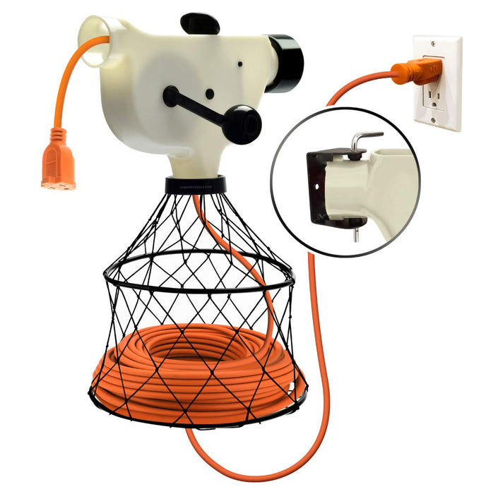 Extension Cord Reel Winder with 2 Fixed and 1 Swivel Wall Mount Brackets
