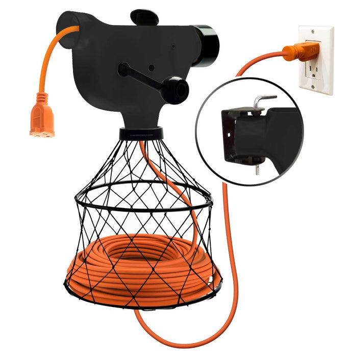 Extension Cord Reel Winder with 2 Fixed and 1 Swivel Wall Mount Brackets