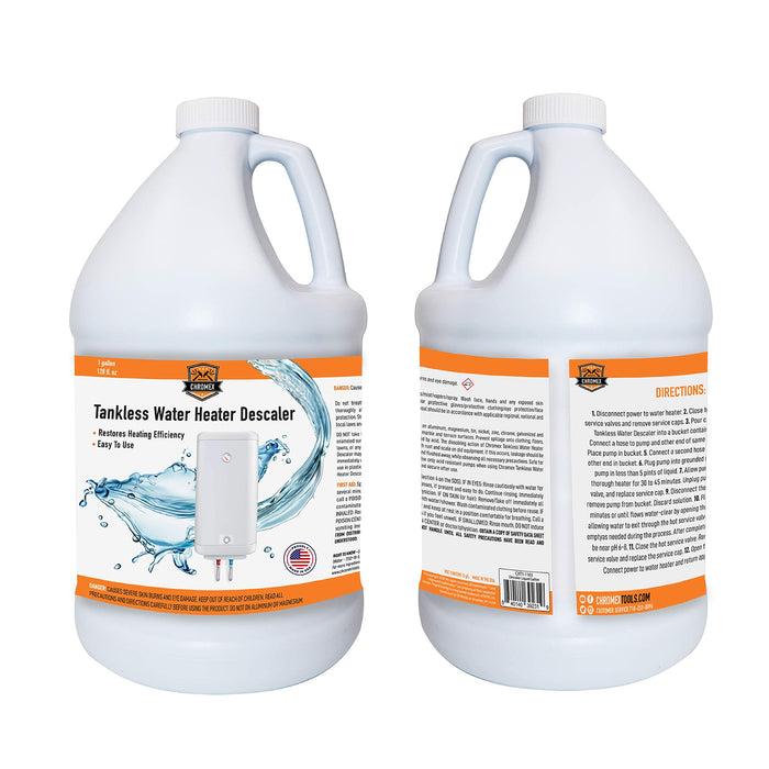Chromex Tankless Water Heater Descaling Solution | Highly Effective Descaler, 1 Gallon, 128 fl oz, 4 Pack