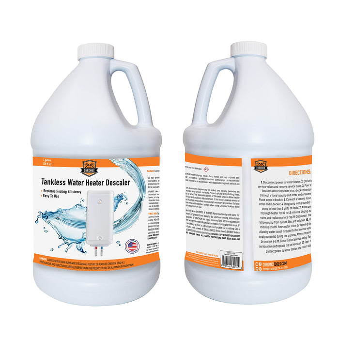 Chromex Tankless Water Heater Descaling Solution | Highly Effective Descaler, 1 gallon, 128 fl oz